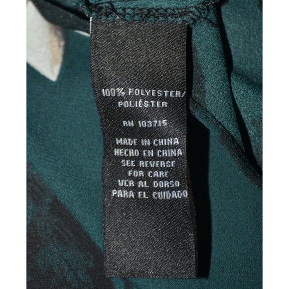 Zac & Rachel Womens Green Floral V-Neck Blouse Plus Size 2X Long Roll Tab Sleeve - Picture 11 of 12